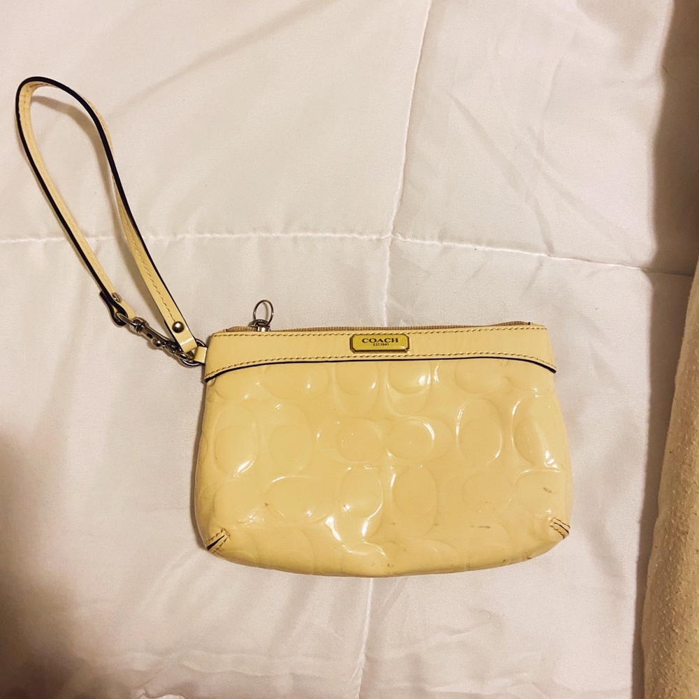 Coach White Leather Wristlet